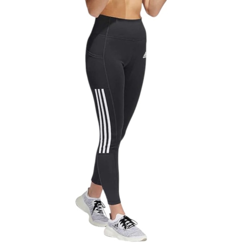 adidas Womens Lightweight High Rise 3-Stripe Mesh 7/8 Leggings Size M